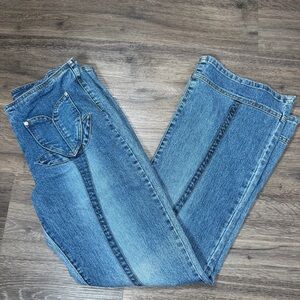 Y2K No Boundaries Flare Jeans Tulip Pockets Low Rise Stretch Denim